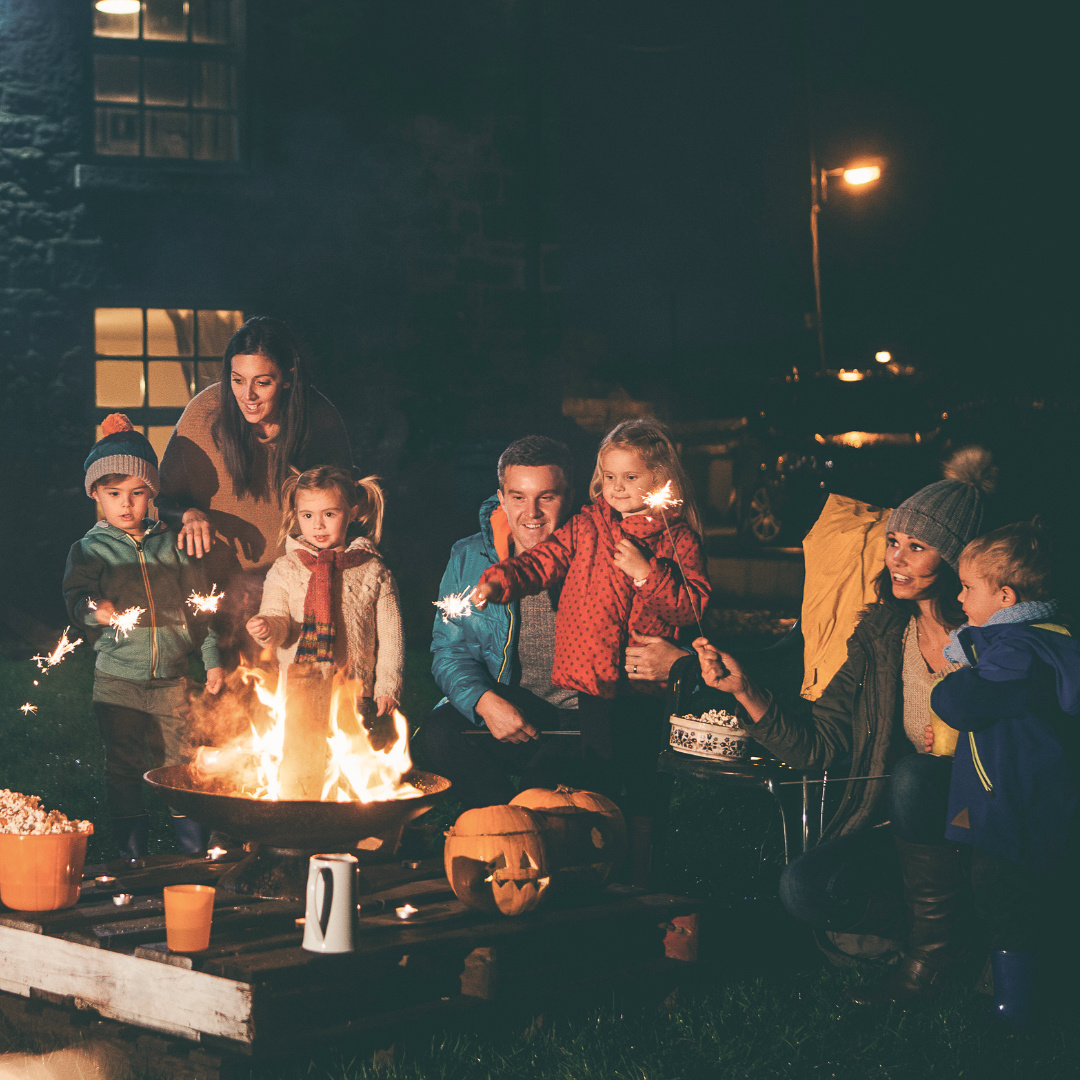 Gathering at night with kids
