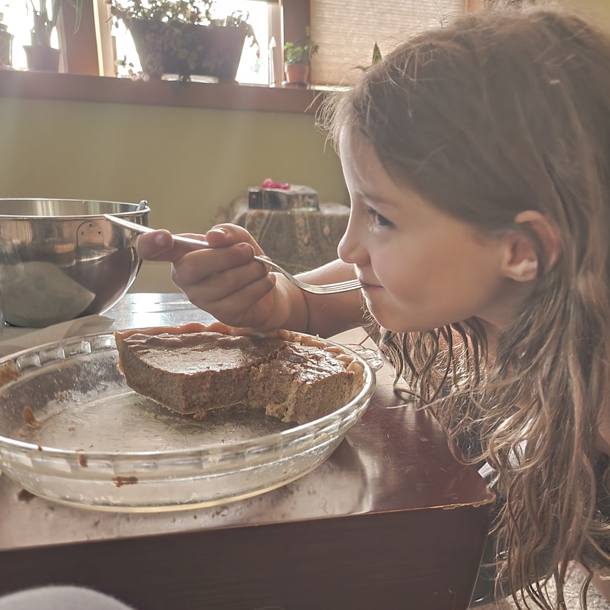 Kids baking and eating pie